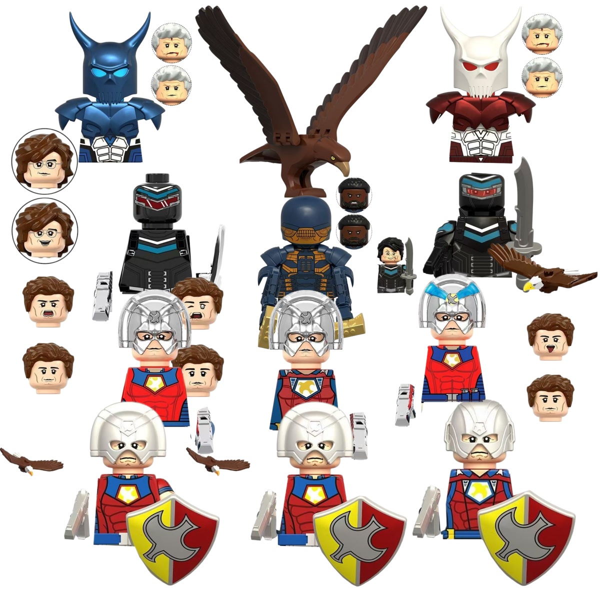 Lego Minifigure Holder - SuicideSquad Peacemaker Dragão Azul Dragão Branco