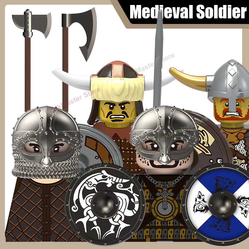 Lego Minifigure Holder - Figuras de Soldados Vikings Medievais, Blocos